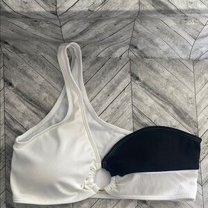 White and Black Bikini Top